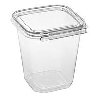 Inline Plastics Safe-T-Fresh 32 oz. Tamper-Resistant, Tamper-Evident Square Hinged Container with Flat Lid - 240/Case