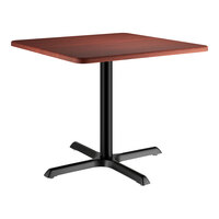 Lancaster Table & Seating 36" x 36" Square Thermo-Formed MDF Standard Height Table with Red Mahogany Finish