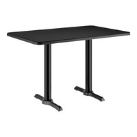 Lancaster Table & Seating 30" x 48" Rectangular Thermo-Formed MDF Standard Height Table with Black Wood Finish