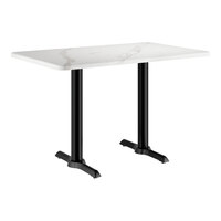 Lancaster Table & Seating 30" x 48" Rectangular Thermo-Formed MDF Standard Height Table with White Marble Finish