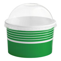 Choice 16 oz. Green Paper Frozen Yogurt / Food Cup With Dome Lid - 50/Case