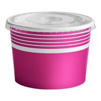 Choice 12 oz. Pink Paper Frozen Yogurt / Food Cup with Flat Lid - 50/Case