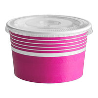 Choice 8 oz. Pink Paper Frozen Yogurt / Food Cup with Flat Lid - 50/Case