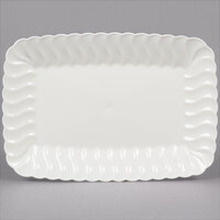 Fineline Flairware 257-BO Bone / Ivory 5" x 7" Plastic Snack Tray - 252/Case