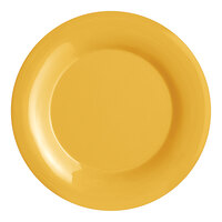 Acopa Foundations 9 1/4" Yellow Wide Rim Melamine Plate - 12/Pack