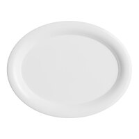 Acopa Foundations 13 1/4" x 10 1/4" White Wide Rim Melamine Platter - 12/Pack