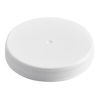 63/400 White Ribbed Plastic Cap with Foam Liner - 100/Pack