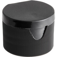 28/410 Black Unlined Flip Top Lid - 100/Pack