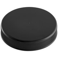 53/400 Black Ribbed Plastic Cap with Foam Liner - 100/Pack