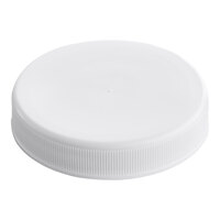 53/400 White Ribbed Plastic Cap with Foam Liner - 100/Pack