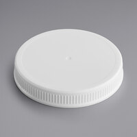 89/400 White Ribbed Plastic Cap with Foam Liner - 100/Pack