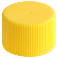 24/410 Yellow Ribbed Continuous Thread Cap with Pressure Sensitive Liner - 100/Pack