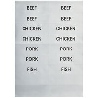 Choice Meat Type Adhesive Label Sheets for Front-Loading Pan Carriers - 2/Pack