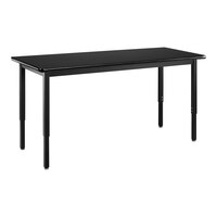 National Public Seating 24" x 72" Height Adjustable Black Steel Science Lab Table with High-Pressure Laminate Top