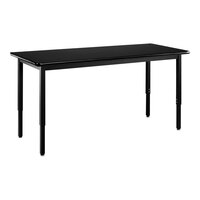 National Public Seating 24" x 60" Height Adjustable Black Steel Science Lab Table with High-Pressure Laminate Top
