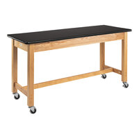 National Public Seating Wood Science Lab Table with High-Pressure Laminate Top and Casters - 39.5" Height