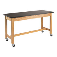National Public Seating 30" x 60" x 30" Wood Science Lab Table with Chem-Res Top and Casters
