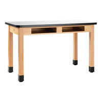 National Public Seating Wood Science Lab Table with Whiteboard Top and Built-In Book Compartments - 36" Height