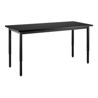 National Public Seating 24" x 54" Height Adjustable Black Steel Science Lab Table with Trespa Top