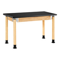 National Public Seating Signature 24" x 60" Height Adjustable Science Lab Table with High-Pressure Laminate Top and Oak Legs
