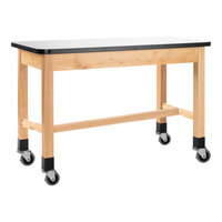 National Public Seating Wood Science Lab Table with Whiteboard Top and Casters - 39.5" Height