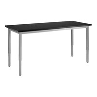 National Public Seating 30" x 60" Height Adjustable Gray Steel Science Lab Table with Chem-Res Top