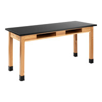 National Public Seating 24" x 60" x 36" Wood Science Lab Table with Trespa Top and Built-In Book Compartments