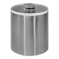 room360 Tokyo 2 Qt. Silver Stainless Steel Ice Bucket with Acrylic Lid RIB073BSS21 - 4/Case