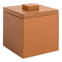 room360 London 3.5 Qt. Saddle Faux Leather Square Ice Bucket with Saddle Lid RIB001TAL11 - 4/Case