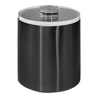 room360 Tokyo 2 Qt. Matte Black Stainless Steel Ice Bucket with Acrylic Lid RIB073BKS21 - 4/Case