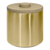 room360 Belize 3 Qt. Matte Brass Stainless Steel Ice Bucket with Faux Shagreen Dune Lid RIB036GOS21 - 4/Case