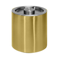 room360 Tokyo 2 Qt. Matte Brass Stainless Steel Ice Bucket with Silver Lid RIB072GOS21 - 4/Case