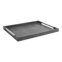 room360 Sumatra 16" x 12 3/4" Graphite Faux Leather Tray with Handles RRT012BRL20 - 2/Case