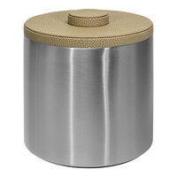 room360 Belize 3 Qt. Silver Stainless Steel Ice Bucket with Faux Shagreen Dune Lid RIB036BSS21 - 4/Case