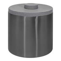 room360 Belize 3 Qt. Matte Black Stainless Steel Ice Bucket with Faux Shagreen Smoke Lid RIB037BKS21 - 4/Case