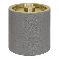 room360 Belize 3.5 Qt. Smoke Faux Shagreen Ice Bucket with Matte Brass Lid RIB039GYL21 - 4/Case