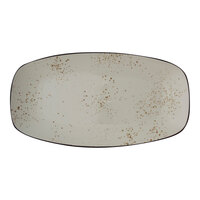 International Tableware Splash 13 3/4" x 7 3/8" Creme Rectangular Stoneware Platter - 12/Case