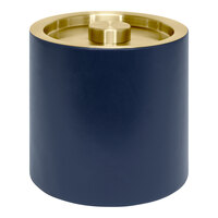 room360 London 3.5 Qt. Navy Faux Leather Ice Bucket with Matte Brass Lid RIB026BLL21 - 4/Case