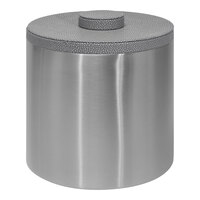 room360 Belize 3 Qt. Silver Stainless Steel Ice Bucket with Faux Shagreen Smoke Lid RIB037BSS21 - 4/Case