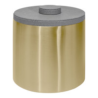 room360 Belize 3 Qt. Matte Brass Stainless Steel Ice Bucket with Faux Shagreen Smoke Lid RIB037GOS21 - 4/Case