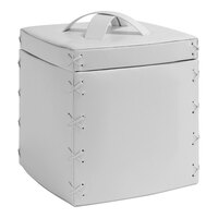 room360 Milan 3.5 Qt. White Faux Leather Square Ice Bucket with White Lid RIB008WHL21 - 2/Case