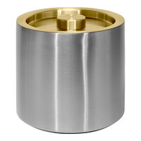 room360 Tokyo 3 Qt. Silver Stainless Steel Ice Bucket with Matte Brass Lid RIB032BSS21 - 4/Case