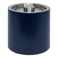 room360 London 3.5 Qt. Navy Faux Leather Ice Bucket with Silver Lid RIB025BLL21 - 4/Case