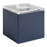 room360 London 3.5 Qt. Navy Faux Leather Square Ice Bucket with Acrylic Lid RIB002BLL11 - 4/Case