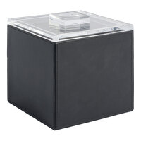 room360 London 3.5 Qt. Black Faux Leather Square Ice Bucket with Acrylic Lid RIB002BKL11 - 4/Case