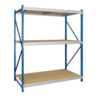 Hallowell 72" x 36" x 87" Marine Blue / Light Gray 3-Level Bulk Rack Starter with Particleboard Decking HBR723687-3S-P-PB