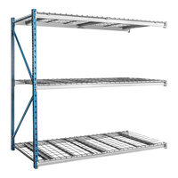 Hallowell 72" x 36" x 87" Marine Blue / Light Gray 3-Level Bulk Rack Add-On with Waterfall Wire Decking HBR723687-3A-WW-PB