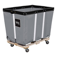 Royal Basket Trucks 15 Cu. Ft. Gray Vinyl Permanent Liner Basket Truck with Wood Base and 2 Rigid / 2 Swivel Casters R12-GGW-PMC-3UNN