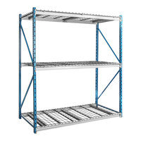 Hallowell 96" x 36" x 87" Marine Blue / Light Gray 3-Level Bulk Rack Starter with Waterfall Wire Decking HBR963687-3S-WW-PB