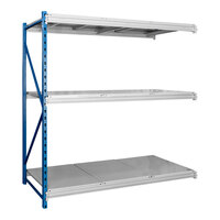 Hallowell 48" x 36" x 123" Marine Blue / Light Gray 3-Level Bulk Rack Add-On with Steel Decking HBR4836123-3A-S-PB